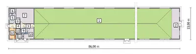 Kurnik dla 15047 sztuk brojlerów kurzych KC05 — rzuty kondygnacji 1