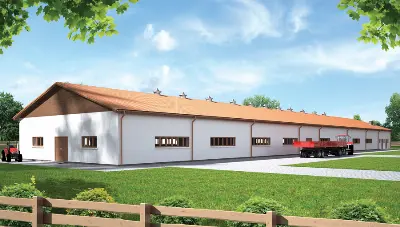Kurnik dla 15559 sztuk brojlerów kurzych KC06 — wizualizacje 1 (odbicie lustrzane)