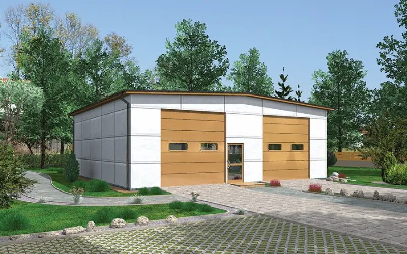 Projekt domu Magazyn (w konstrukcji stalowej) PMC18St — wizualizacja