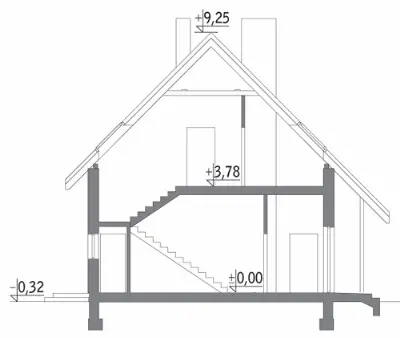 Magazyn z częścią mieszkalną GM07b — przekroje 1 (odbicie lustrzane)