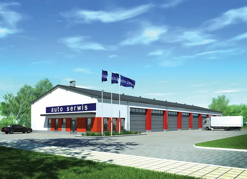 Projekt domu Magazyn z częścią pomocniczą GM08b — wizualizacja