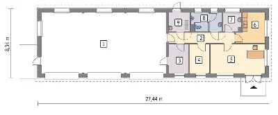 Magazyn z częścią socjalną GM10 — rzuty kondygnacji 1 (odbicie lustrzane)