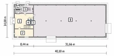 Magazyn z częścią socjalno-biurową PMC09 — rzuty kondygnacji 1 (odbicie lustrzane)