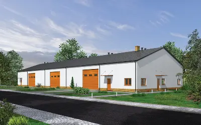 Magazyn z częścią socjalno-biurową PMC17a — wizualizacje 1 (odbicie lustrzane)