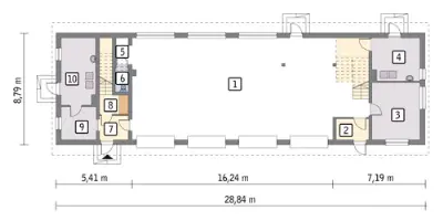 Magazyn z poddaszem mieszkalno-gospodarczym GM04a — rzuty kondygnacji 1 (odbicie lustrzane)