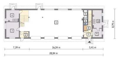 Magazyn z poddaszem mieszkalno-gospodarczym GM04a — rzuty kondygnacji 1
