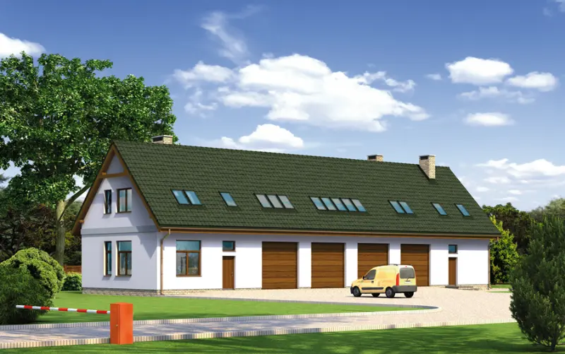 Projekt domu Magazyn z poddaszem mieszkalno-gospodarczym GM04a — wizualizacja
