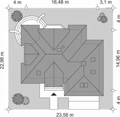 Maja 3 — plan sytuacyjny 1 (odbicie lustrzane)