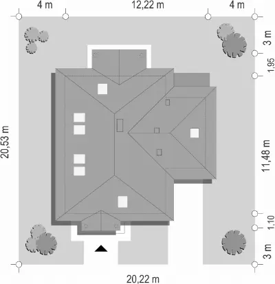 Mazurek 3 — plan sytuacyjny 1 (odbicie lustrzane)