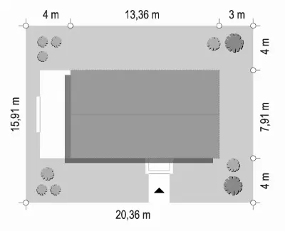 MG 2 wariant 15 drewniany — plan sytuacyjny 1 (odbicie lustrzane)
