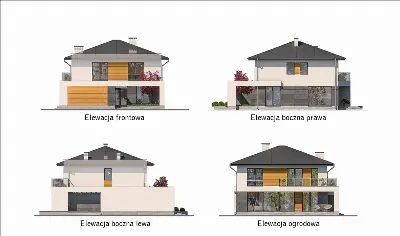 Nowa historia — elewacje 1 (odbicie lustrzane)