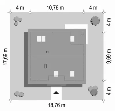 Optymalny wariant B — plan sytuacyjny 1 (odbicie lustrzane)