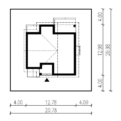 Optymalny (z wentylacją mechaniczną i rekuperacją) — plan sytuacyjny 1 (odbicie lustrzane)