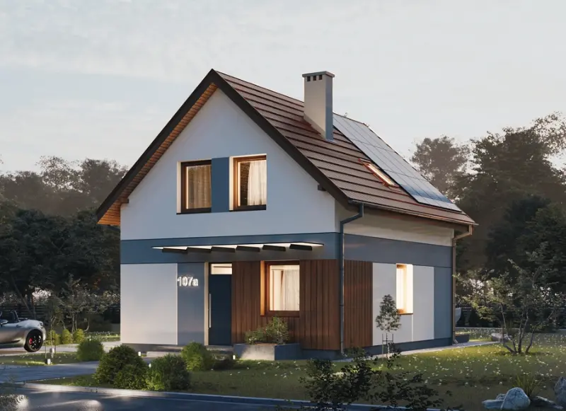 Projekt domu Osiągalny A pa — wizualizacja