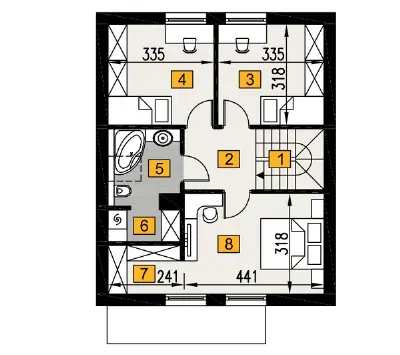 Osiągalny A3 — rzuty kondygnacji 2 (odbicie lustrzane)