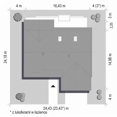 Parterowy 3 — plan sytuacyjny 1 (odbicie lustrzane)