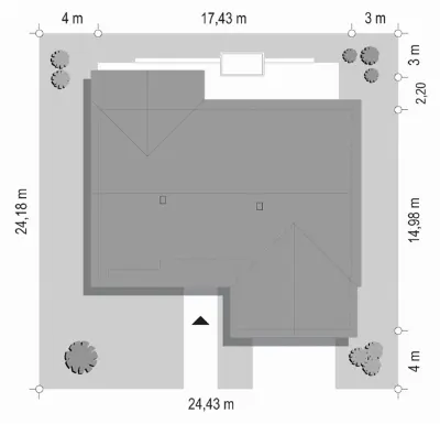 Parterowy 4 B — plan sytuacyjny 1 (odbicie lustrzane)