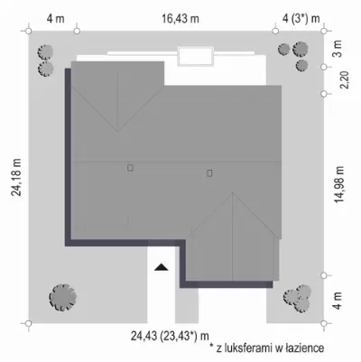 Parterowy 4 — plan sytuacyjny 1 (odbicie lustrzane)