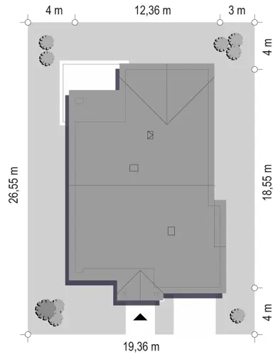 Parterowy Wąski 2 — plan sytuacyjny 1 (odbicie lustrzane)