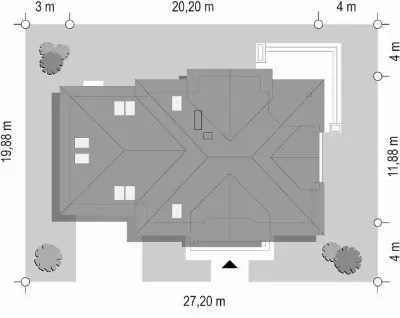 Pod dębem — plan sytuacyjny 1 (odbicie lustrzane)