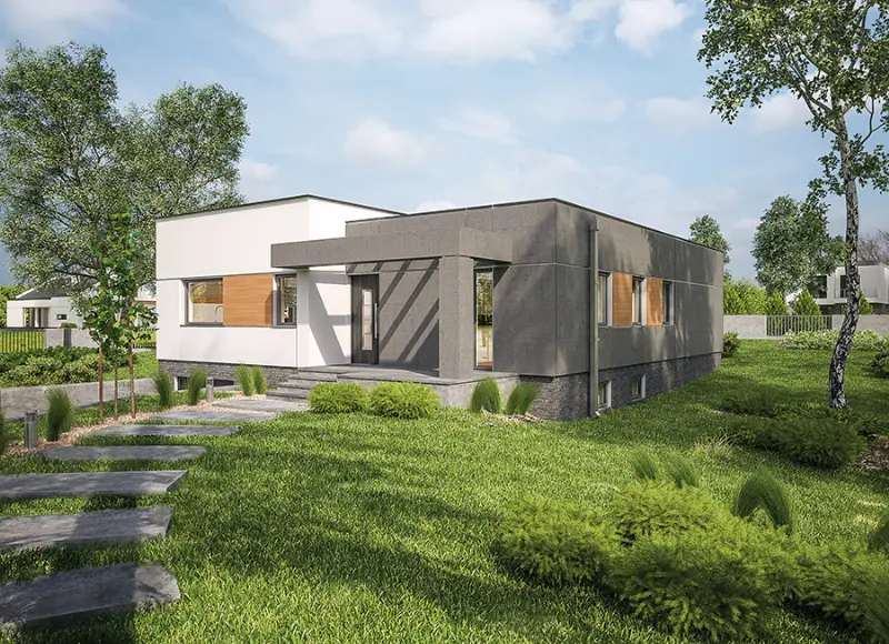 Projekt domu Powściągliwy - wariant I (podpiwniczony) — wizualizacja
