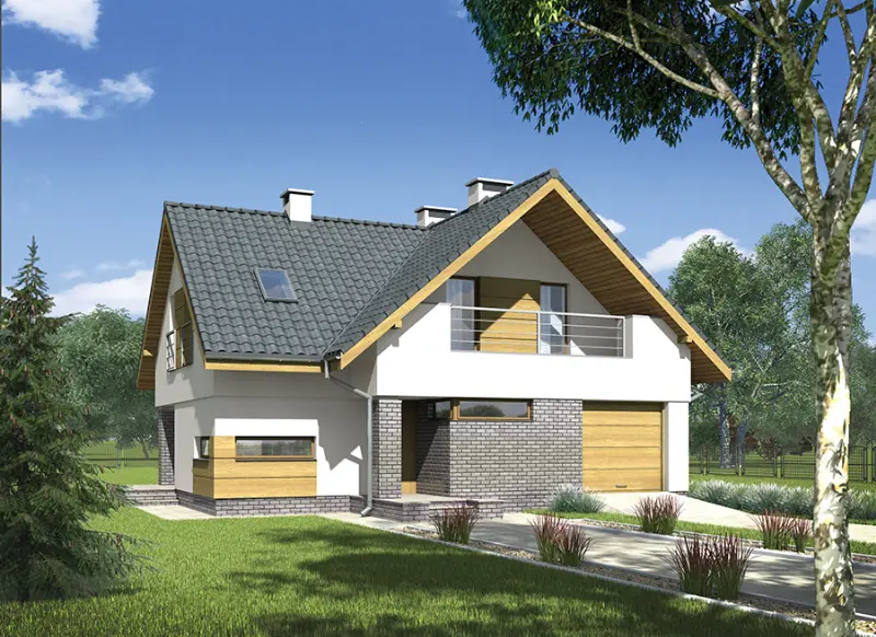 Projekt domu Promień słońca - wariant II (aranżacja 1) — wizualizacja