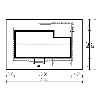 Przystępny - wariant II (z wentylacją mechaniczną i rekuperacją) — plan sytuacyjny 1 (odbicie lustrzane)