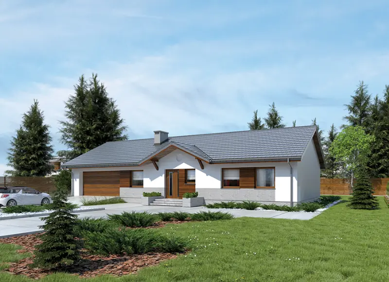 Projekt domu Przystępny - wariant II (z wentylacją mechaniczną i rekuperacją) — wizualizacja