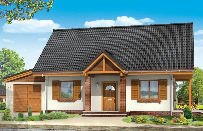 Projekt domu Radosny z garażem — wizualizacja