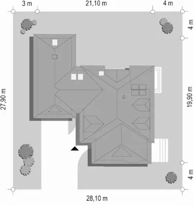 Rezydencja — plan sytuacyjny 1 (odbicie lustrzane)