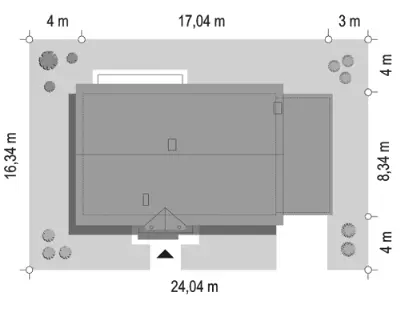 Słoneczny z poddaszem — plan sytuacyjny 1 (odbicie lustrzane)