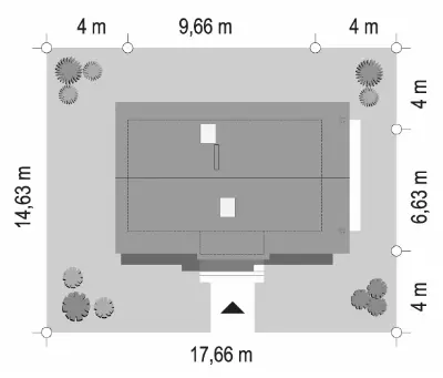 Sosenka 4 wariant B — plan sytuacyjny 1 (odbicie lustrzane)