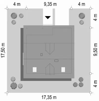 Sosenka 5 wariant B — plan sytuacyjny 1 (odbicie lustrzane)