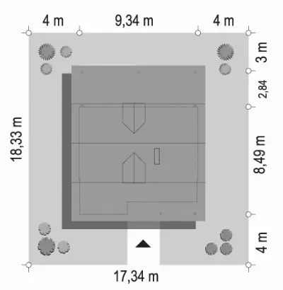 Sosenka 5 — plan sytuacyjny 1 (odbicie lustrzane)