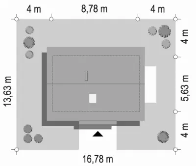 Sosenka Drewniana wariant D — plan sytuacyjny 1 (odbicie lustrzane)