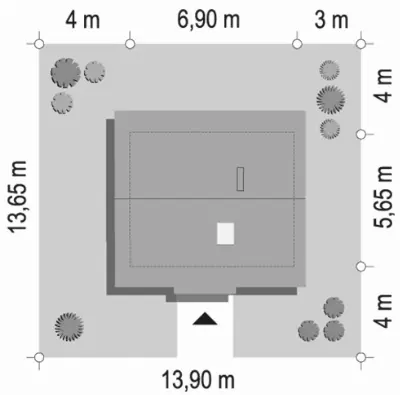 Sosenka wariant G — plan sytuacyjny 1 (odbicie lustrzane)