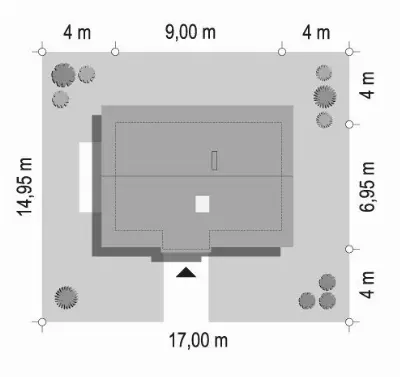 Sosenka wariant J — plan sytuacyjny 1 (odbicie lustrzane)