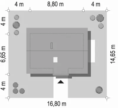 Sosenka wariant L — plan sytuacyjny 1 (odbicie lustrzane)