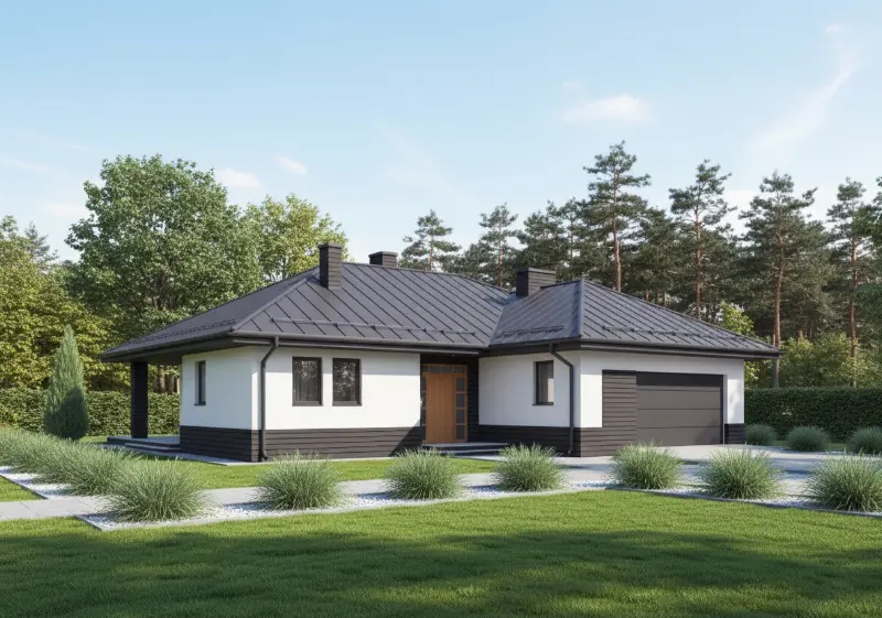 Projekt domu Spokojna przystań - wariant I — wizualizacja