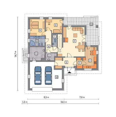 Spokojna przystań - wariant II (etap I) — rzuty kondygnacji 1 (odbicie lustrzane)