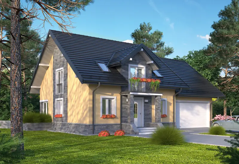Projekt domu Śródleśny - wariant I (podpiwniczony) — wizualizacja
