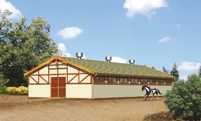 Stajnia dla 10 koni z częścią mieszkalną S12 — wizualizacje 2 (odbicie lustrzane)