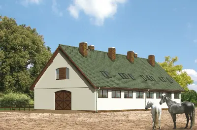 Stajnia dla 10 koni z częścią mieszkalną S16 — wizualizacje 1