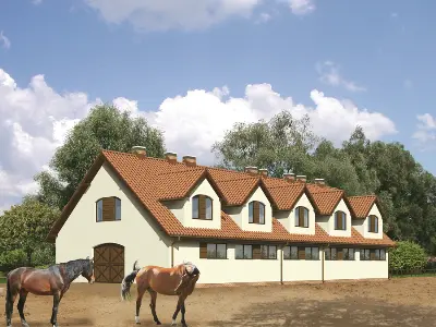 Stajnia dla 14 koni z częścią mieszkalną S16a — wizualizacje 1