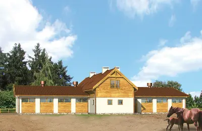 Stajnia dla 16 koni z częścią mieszkalną S01a  — wizualizacje 2