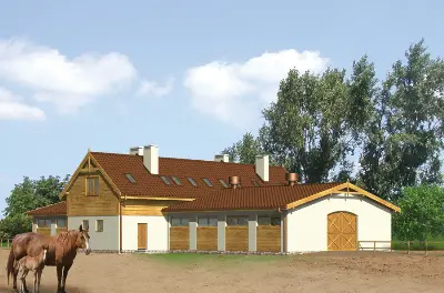 Stajnia dla 16 koni z częścią mieszkalną S01a  — wizualizacje 1