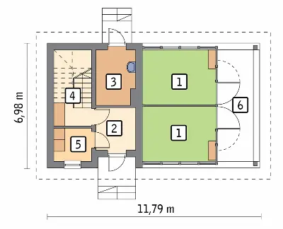 Stajnia dla 2 koni z częścią mieszkalną S08 — rzuty kondygnacji 1 (odbicie lustrzane)