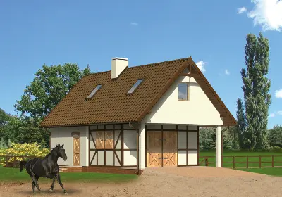 Stajnia dla 2 koni z częścią mieszkalną S08 — wizualizacje 1