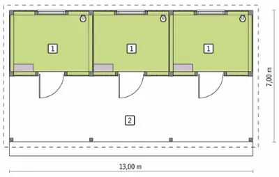 Stajnia dla 3 koni SC01S — rzuty kondygnacji 1
