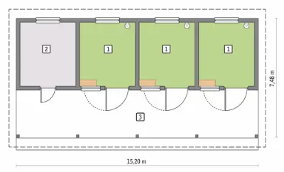 Stajnia dla 3 koni SC08 — rzuty kondygnacji 1